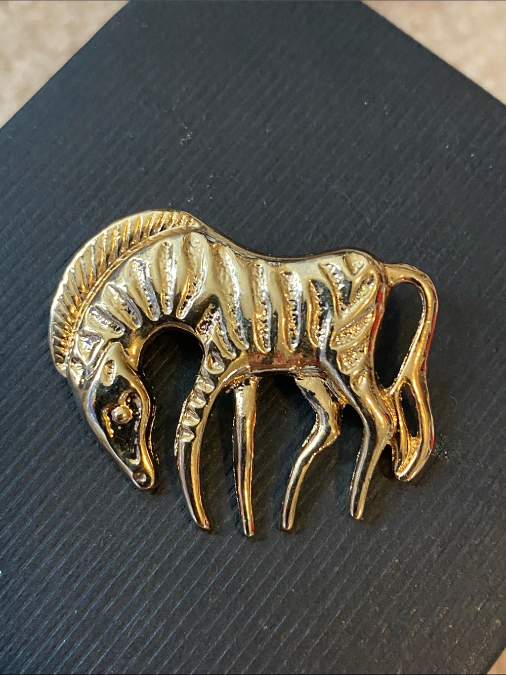VTG Gold Zebra Brooch